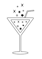 Cocktails and drinks in different glasses according to the menu. Alcoholic drinks. Vector illustration.