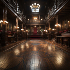 The hall is an empty interior courtroom - obrazy, fototapety, plakaty