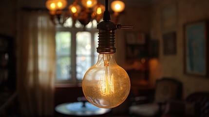 Lightbulb: A lightbulb hanging from the ceiling