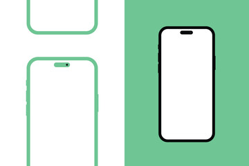 Vector illustration of the front view of smart mobile iPhone 15 pro