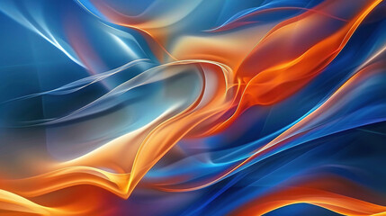 Abstract Blue and Orange Elegant Waves Background Wallpapers