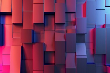 Abstract background of different shades of red and blue cubes