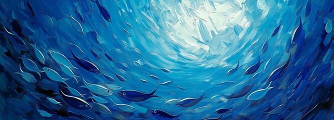 shoal of fish circling in the water - obrazy, fototapety, plakaty
