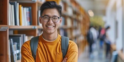 An image of university student smiling to camera in university