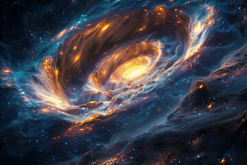 A spiral galaxy with swirling arms and bright stars against the backdrop of space wallpaper
