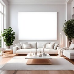a modren living room in a white color design 