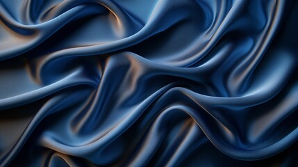 Fototapeta premium Navy blue silk satin. Silky shiny fabric. Dark luxury background with space for design. Banner. Wide. Long. Panoramic. Template. Empty. Flat lay, top view table. Beautiful. Elegant. Birthday.Christmas