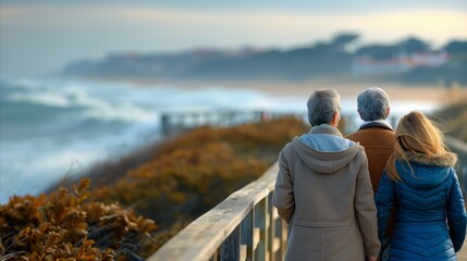 Tranquil Sunset Stroll Along the Coastal Walkway