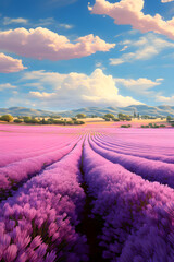 Sunlit Provence Lavender Fields Panorama