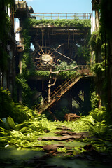 Nature's Reclamation: Rusty Abandoned Industrial Facility