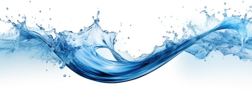 Close-up view of a water wave captured against a plain white background, showcasing the dynamic motion and texture of the liquid