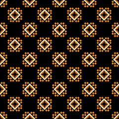 Background from the concept of a seamless pattern. From the arrangement of simple geometric shapes on a black background. Can be used in fabric design. Design tile patterns and design textile patterns