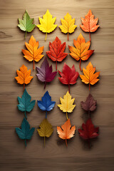 Essence of Fall: Minimalist Autumn Leaves on Wood