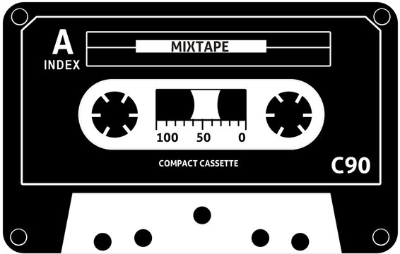 Cassette tape retro vintage audio mixtape vector illustration 