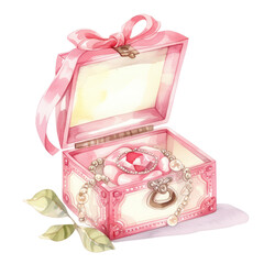  watercolor jewelry box with flowers , jewelry box