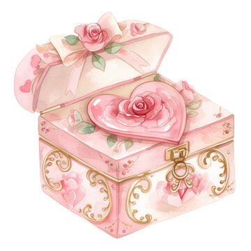 recommend clip art:  watercolor jewelry box with flowers , jewelry box