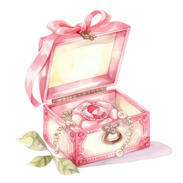 recommend clip art:  watercolor jewelry box with flowers , jewelry box