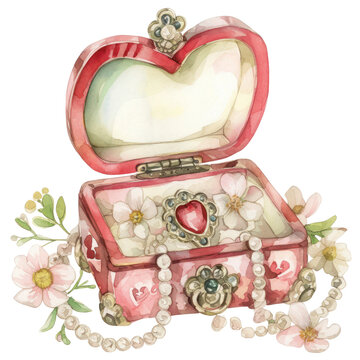 recommend clip art:  watercolor jewelry box with flowers , jewelry box