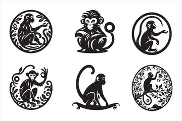 silhouettes Vector design of monkey 