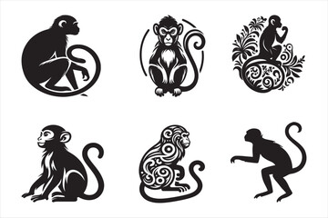 silhouettes Vector design of monkey 