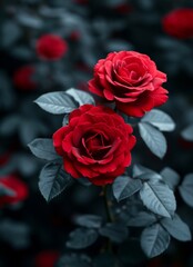 Vibrant Red Roses in Full Bloom