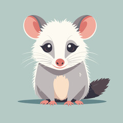 Cute opossum flat vector illustration