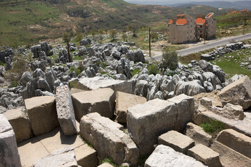 Ruins of Faqra Lebanon on a sunny spring day