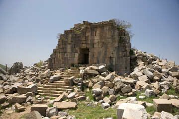 Ruins of Faqra Lebanon on a sunny spring day