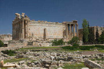 Lebanon. Ruins of the Baalbek Temple on a sunny spring day.