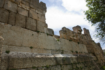 Lebanon. Ruins of the Baalbek Temple on a sunny spring day.