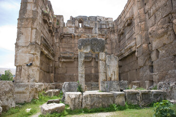 Lebanon. Ruins of the Baalbek Temple on a sunny spring day.