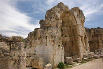 Lebanon. Ruins of the Baalbek Temple on a sunny spring day.