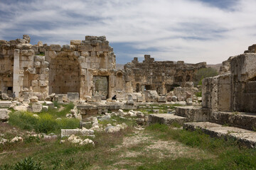 Lebanon. Ruins of the Baalbek Temple on a sunny spring day.