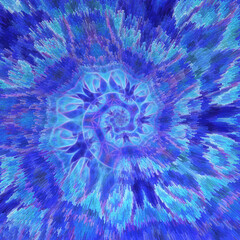 exploding turquoise and blue spiral floral fantasy square format