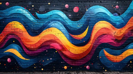 Flat vector illustration background featuring dark black abstract urban street art graffiti style, serving as a template for various creative projects.