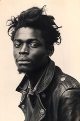 Obraz premium Portrait of black man. Old black and white film photography