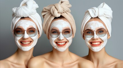 Three Women Enjoying a Pampering Session With Facial Masks