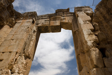 Lebanon. Ruins of the Baalbek Temple on a sunny spring day.