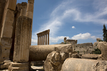 Lebanon. Ruins of the Baalbek Temple on a sunny spring day.