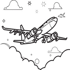 Airplane coloring pages. Airplane outline illustration
