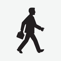 Business Man Walking Silhouette Vector Art Illustration isolated on white background
