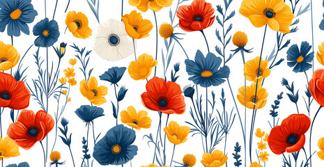 Bold gouache floral art with opaque colors