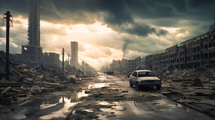 Desolation Avenue: Photo of an Empty Street in a Post-Apocalyptic Setting