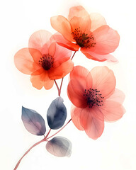 Beautiful Poppy flowers, Watercolor painting