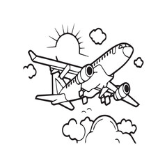 Airplane coloring pages. Airplane outline illustration