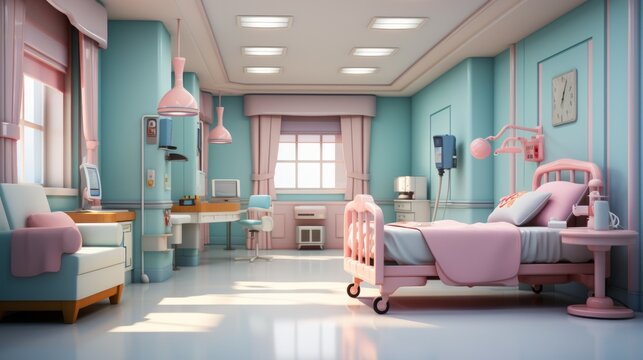 An illustration of a hospital room