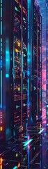Servers humming with vibrant data bars, a symbol of the everactive digital ecosystem - obrazy, fototapety, plakaty