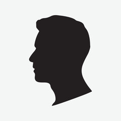 Man portrait silhouette looks sideways on a white background Vector illustration