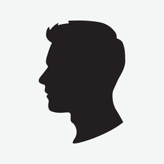 Man portrait silhouette looks sideways on a white background Vector illustration