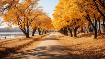 Country road in autumn with colorful trees